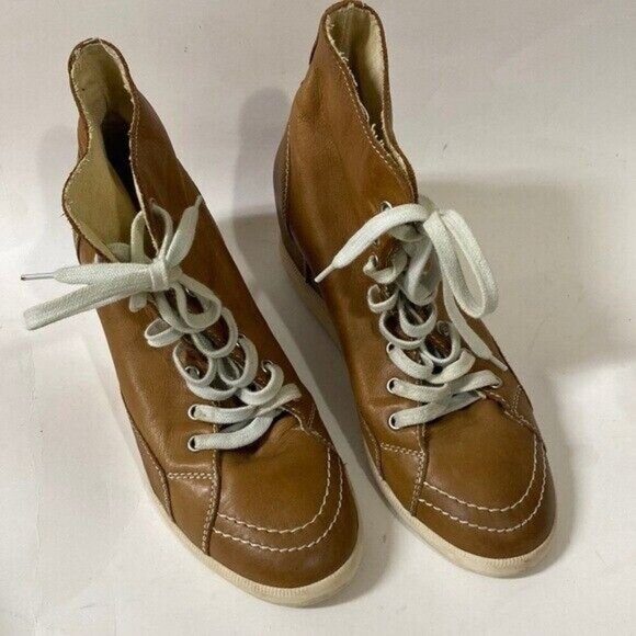 Primabase Italy leather booties women size 38 lace up wedges casual vintage Y2K - Picture 3 of 12
